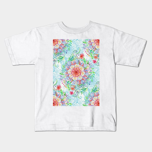 Messy Boho Floral in Rainbow Hues Kids T-Shirt by micklyn